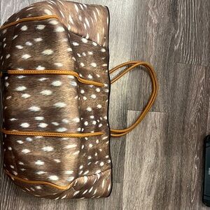 Brown and White Animal Print Tote Bag